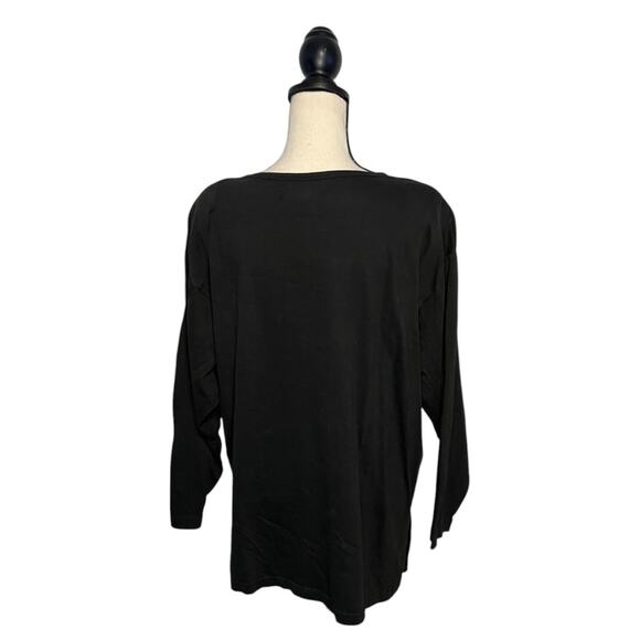 VTG Arriviste Women's Large Black Satin Fall Top Embroidered Colorful Maple Leaf - Picture 4 of 7